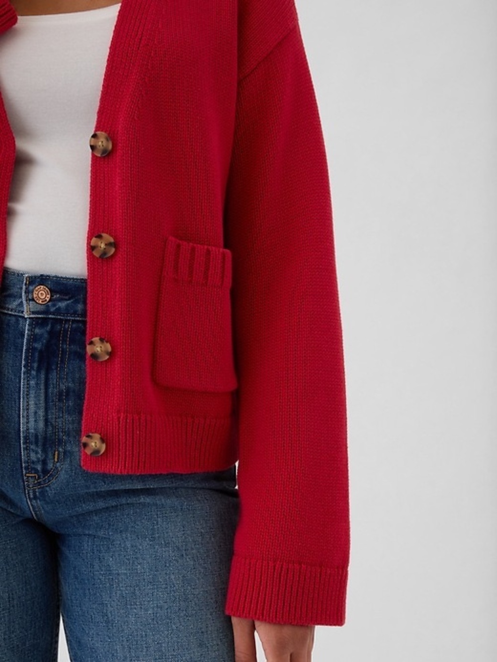 GAP 100% Cotton Red Pocket Cardigan (XXL)